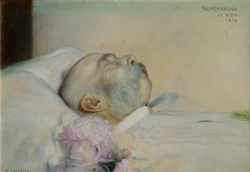 Kaiser Franz Joseph I. von Österreich (1830-1916) auf seinem Sterbebett, 1916